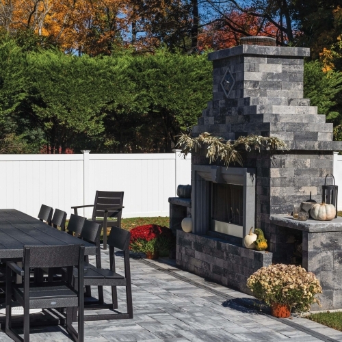 Fireplaces - Custom Fireplace with Verona Wall - Graphite Pearl