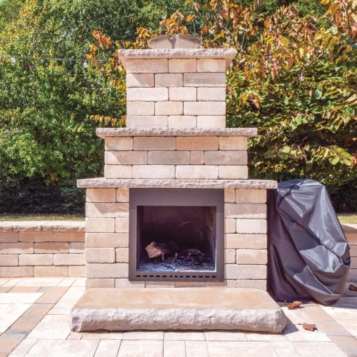 Fireplaces - Jr Fireplace with Verona Wall - Travertina