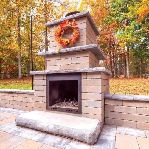 Fireplaces - Jr Fireplace with Verona Wall - Adobe Blend