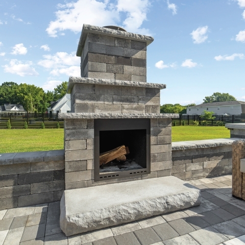 Fireplaces - Jr Fireplace with Verona Wall - Granite City Blend
