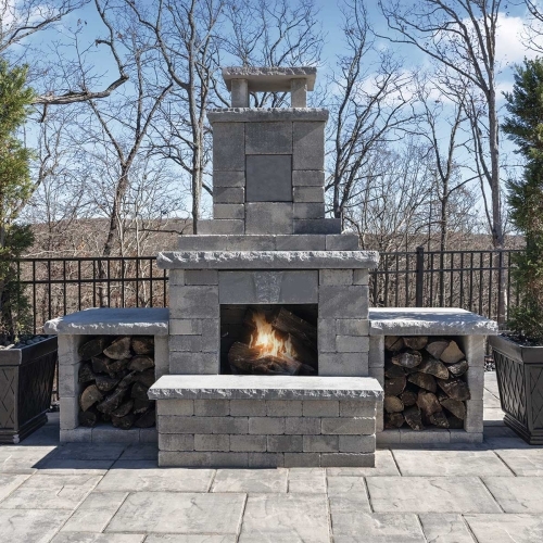Fireplaces - Mini Fireplace with Verona Wall - Granite City Blend
