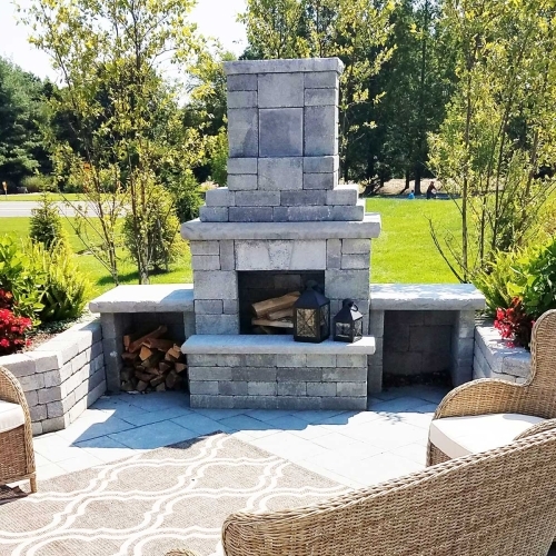 Fireplaces - Mini Fireplace with Verona Wall - Granite City Blend