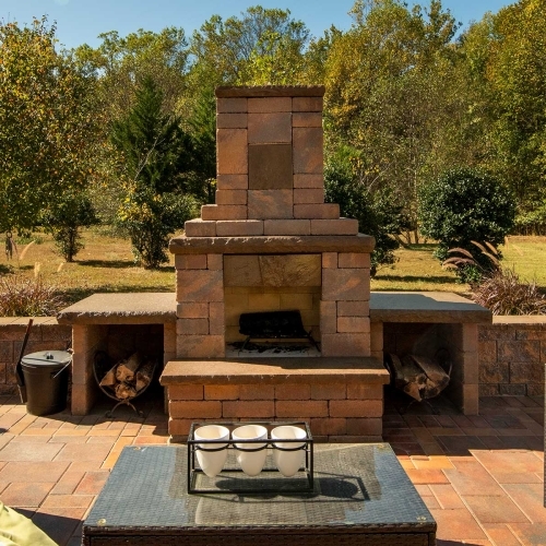 Fireplaces - Mini Fireplace with Verona Wall - Oyster Blend
