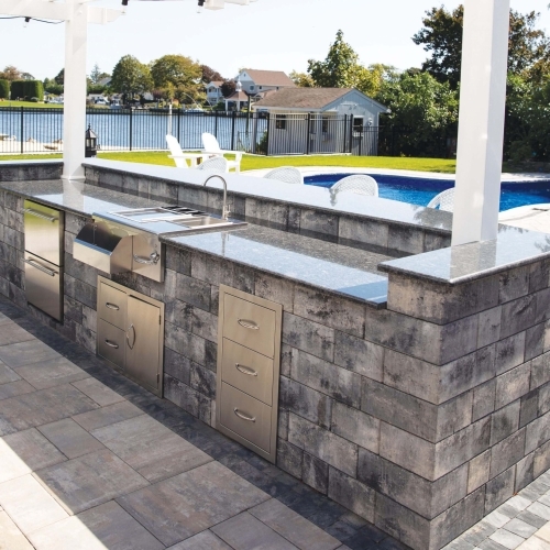 Outdoor Dining - Stonegate Contemporary Wall - Graphite Pearl Blend