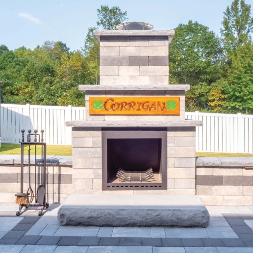 Fireplaces - Jr Fireplace with Verona Wall - Oceanic Blue