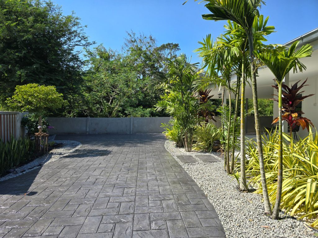 Stamped concrete walkway