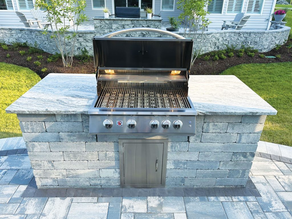 The Nantucket Kitchen Island from Nicolock offers a clean, finished look with room to personalize, whether with bar seating, accent lighting, or custom hardware.